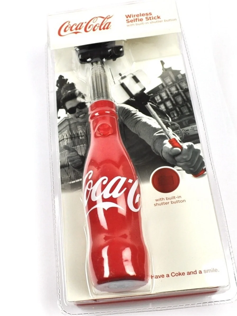 Coca Cola Red Bottle-Shaped Wireless Selfie Stick with Shutter